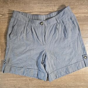 J.JILL Shorts Womens 2 Gray Linen Blend Elastic Lagenlook Resortware Grandmacore